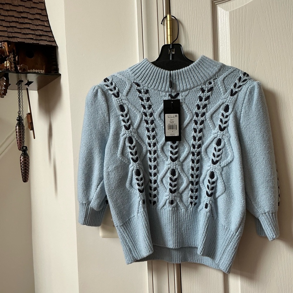 RAILS ADDY CONTRAST DIAMOND SKY BLUE KNIT SWEATER SIZE SMALL - Picture 7 of 15